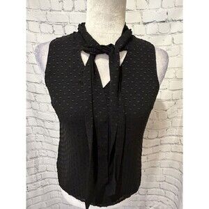 Banana Republic Sleeveless Tie Neck Top Blouse Black Size XXS